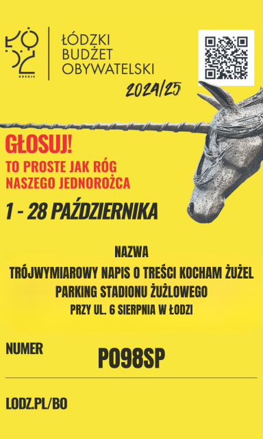 Trójwymiarowy napis o treści KOCHAM ŻUŻEL - parking stadionu żużlowego przy ulicy 6 sierpnia 71 w Łodzi